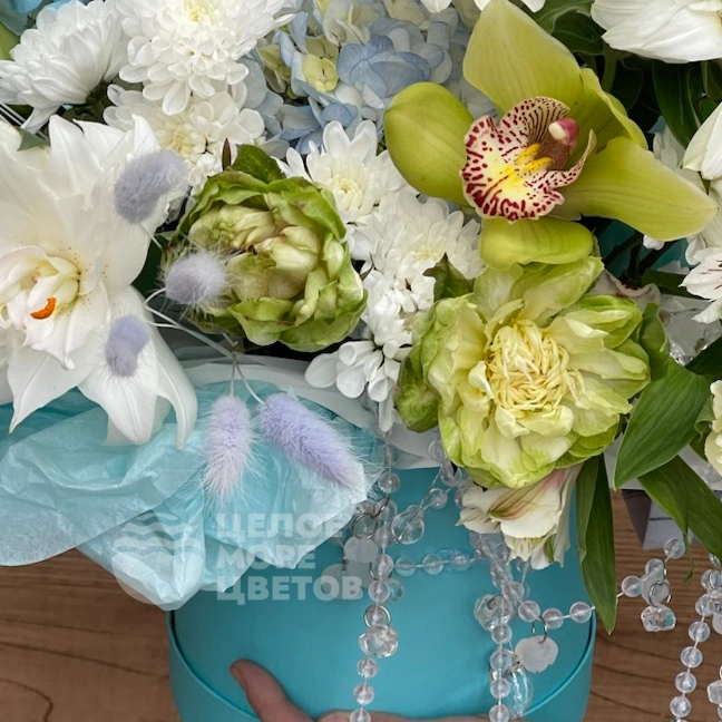 Композиция в шляпной коробке Морской прибой