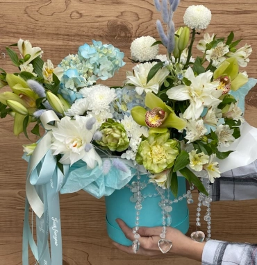 Композиция в шляпной коробке Морской прибой