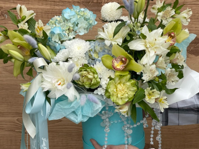 Композиция в шляпной коробке Морской прибой