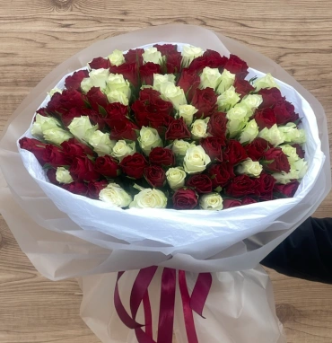 101 Красно -белая роза