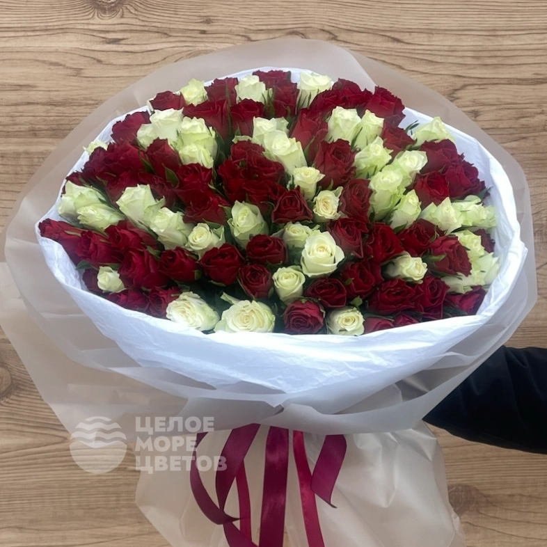101 Красно -белая роза