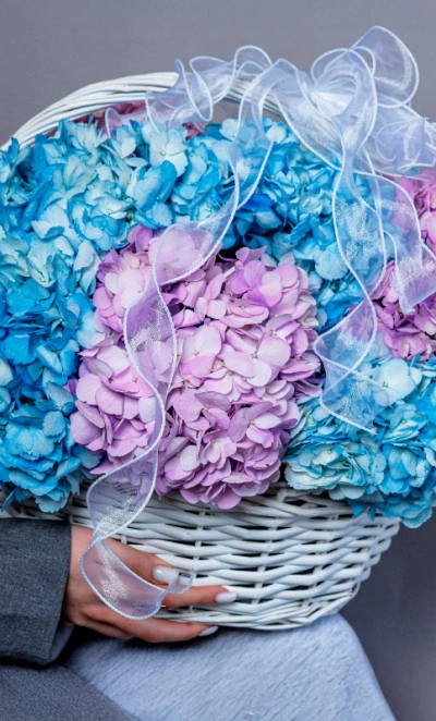 Корзина с гортензиями для самой любимой 