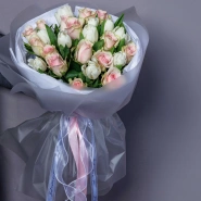 Букет &laquo;Нежный поцелуй&raquo; с тюльпанами и розами   0