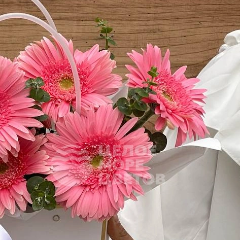 Сумочка с герберами и эвкалиптом 