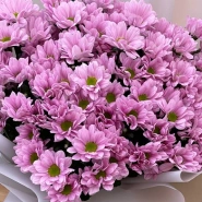 Букет из 9 веток хризантем розового цвета  2