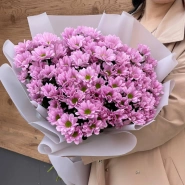 Букет из 9 веток хризантем розового цвета  0