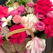 Корзина с французскими розами и гортензиями  2