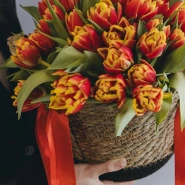 Корзина из пионовидных тюльпанов  2
