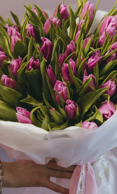 51 тюльпан сиреневого цвета 