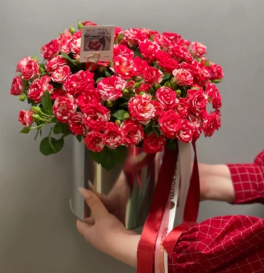 Композиция Файрворкс в металлическом кашпо