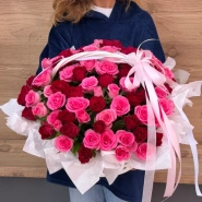 Корзина из 101 розы &laquo;Нежные чувства&raquo;  0