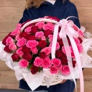 Корзина из 101 розы &laquo;Нежные чувства&raquo;  1