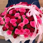 Корзина из 101 розы &laquo;Нежные чувства&raquo;  3