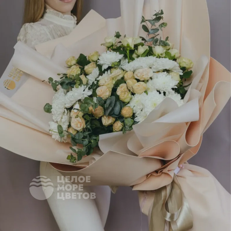 Авторский букет-гигант &laquo;Кремовый пирог&raquo;